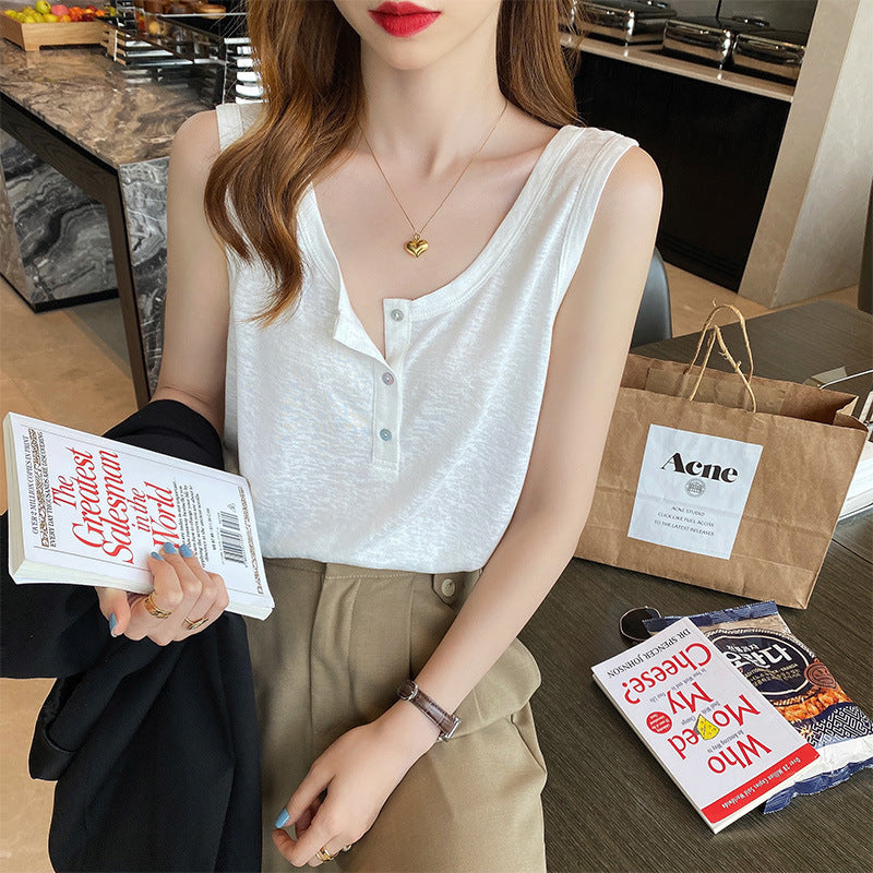 Strap Vest Women's Summer Outerwear White Base Layer