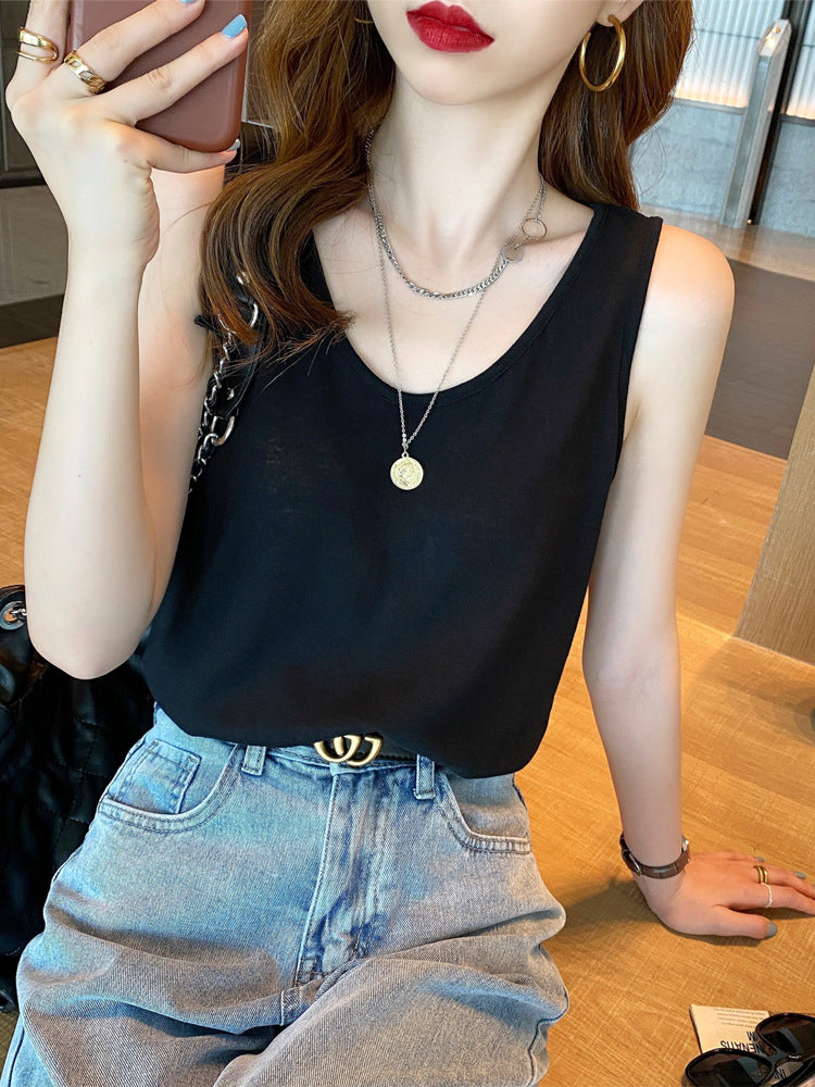 Strap Vest Women's Summer Outerwear White Base Layer