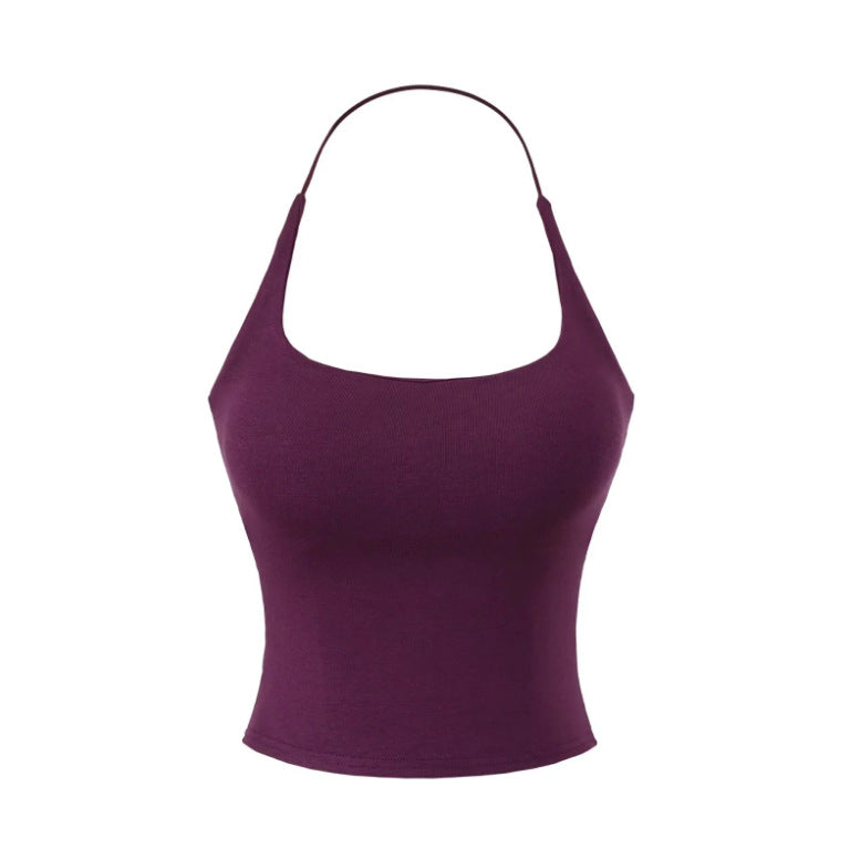 New European And American-style Chic Solid-color Backless Top For Bold Stylish Looks