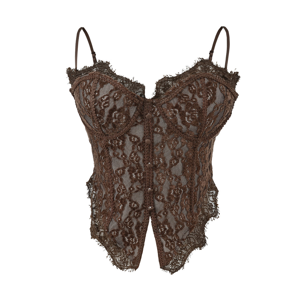 Sexy Lace Patchwork Fishbone Camisole