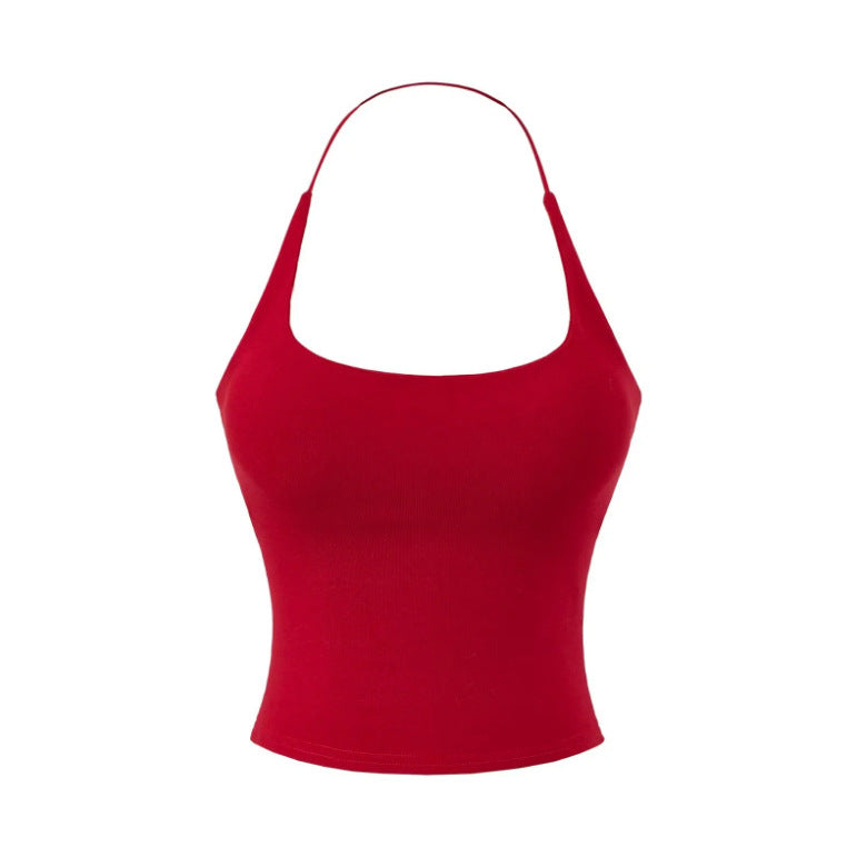 New European And American-style Chic Solid-color Backless Top For Bold Stylish Looks