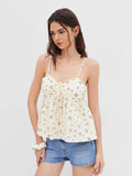 Fresh-style Top Floral-print Camisole Sweet And Versatile Spaghetti Strap