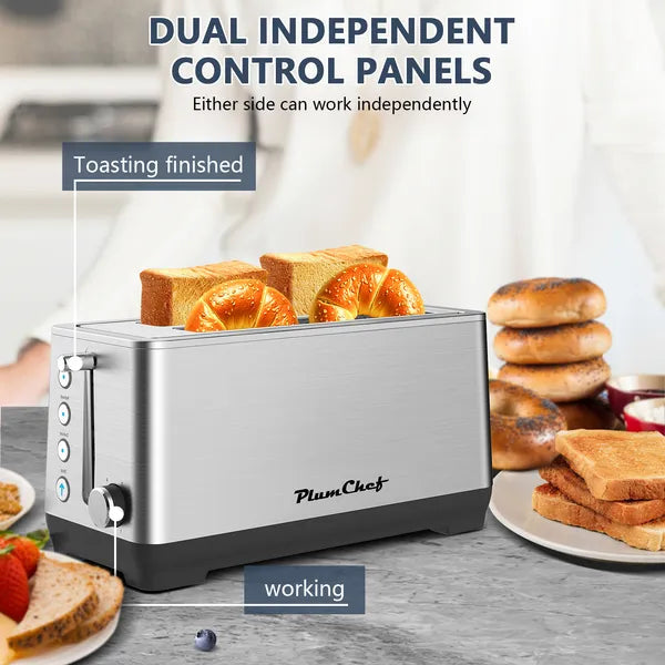 4-Slice Toaster, Extra Wide Long Slot Toaster, 6 Browning Settings,