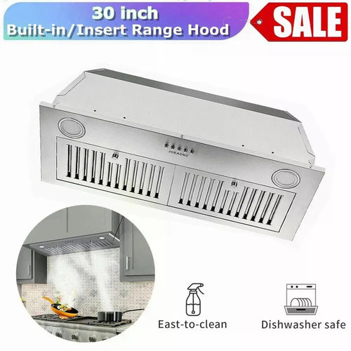 30" Built-In Insert Range Hood 600CFM Kitchen Vent LEDs Convertible
