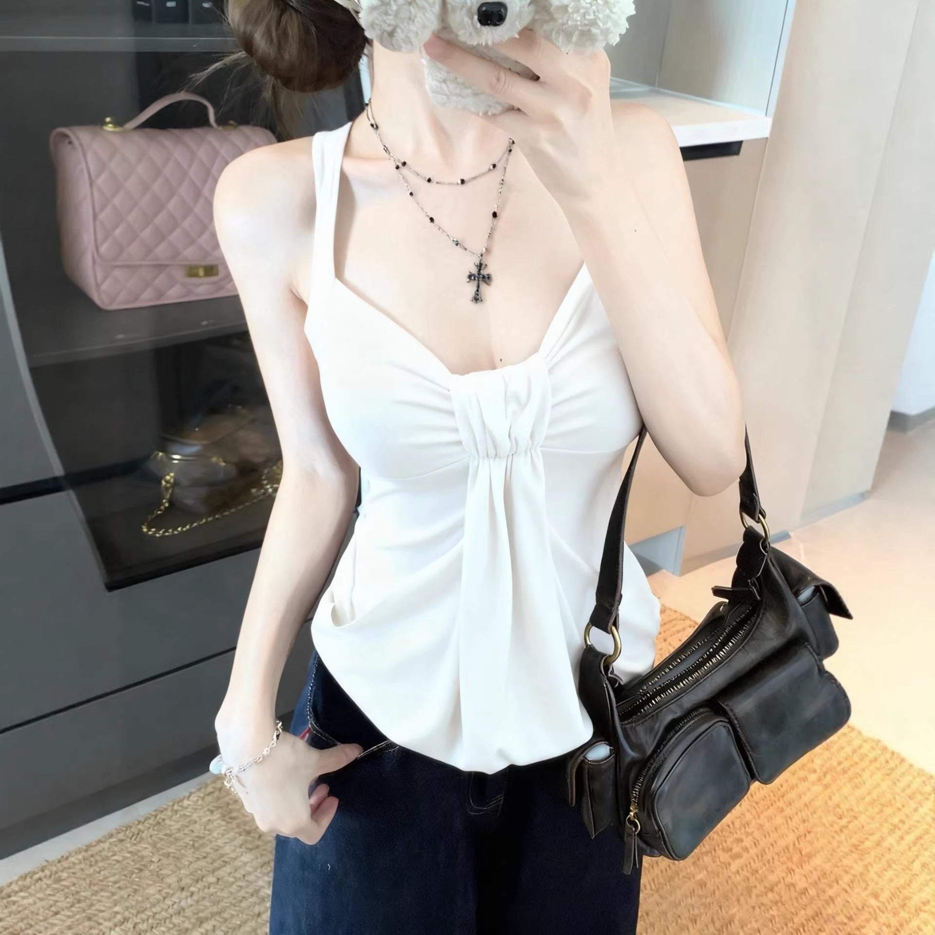 American-style Pure Seductive Sexy V-Neck Knotted Camisole For Women