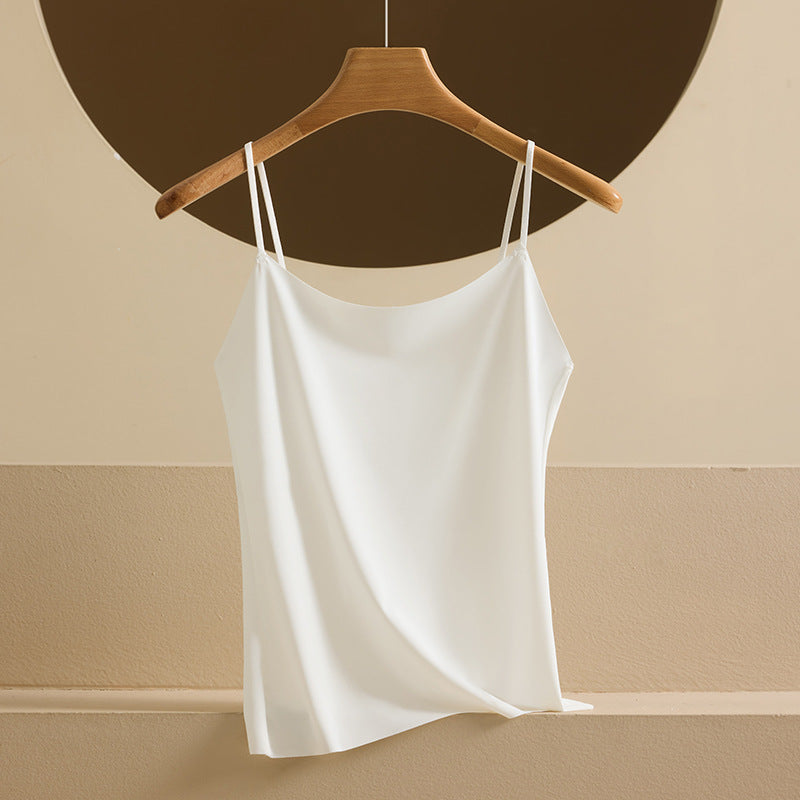 Summer Seamless Ice Silk Camisole Womens Solid Color Casual Inner Layer Top