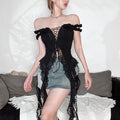 Womens Fashionable Sexy Slim-Fit Cutout Midriff-Exposed T-Shirt