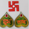 Handmade wooden shubh labh for pooja decoration