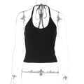 Sexy Solid-Color Slim-Fit Waist-Cinching Street-Style Versatile Halter Neck Tank Top For Women