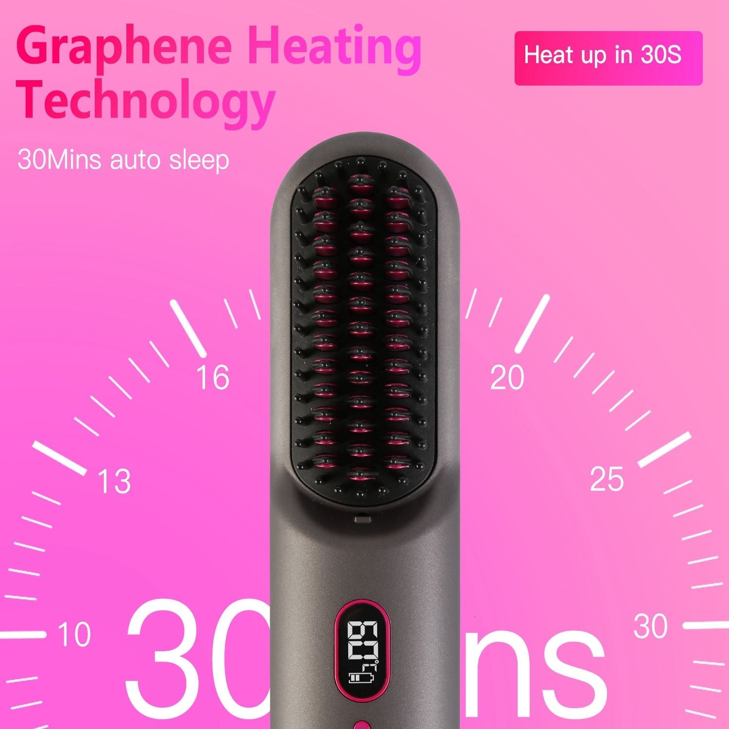 Cordless Negative Ion Hair Straightener Brush Rechargeable Mini