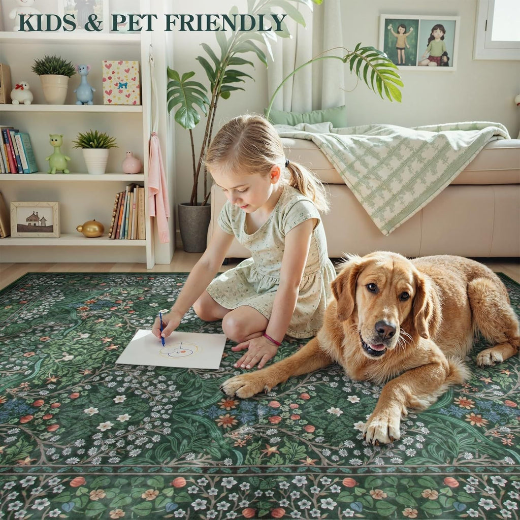 Insect Print Washable Area Rugs 5x7, Soft Rugs for Living Room