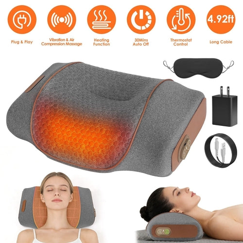 3-in-1 Neck Massager Pillow Ergonomic Massager with Heating Vibration