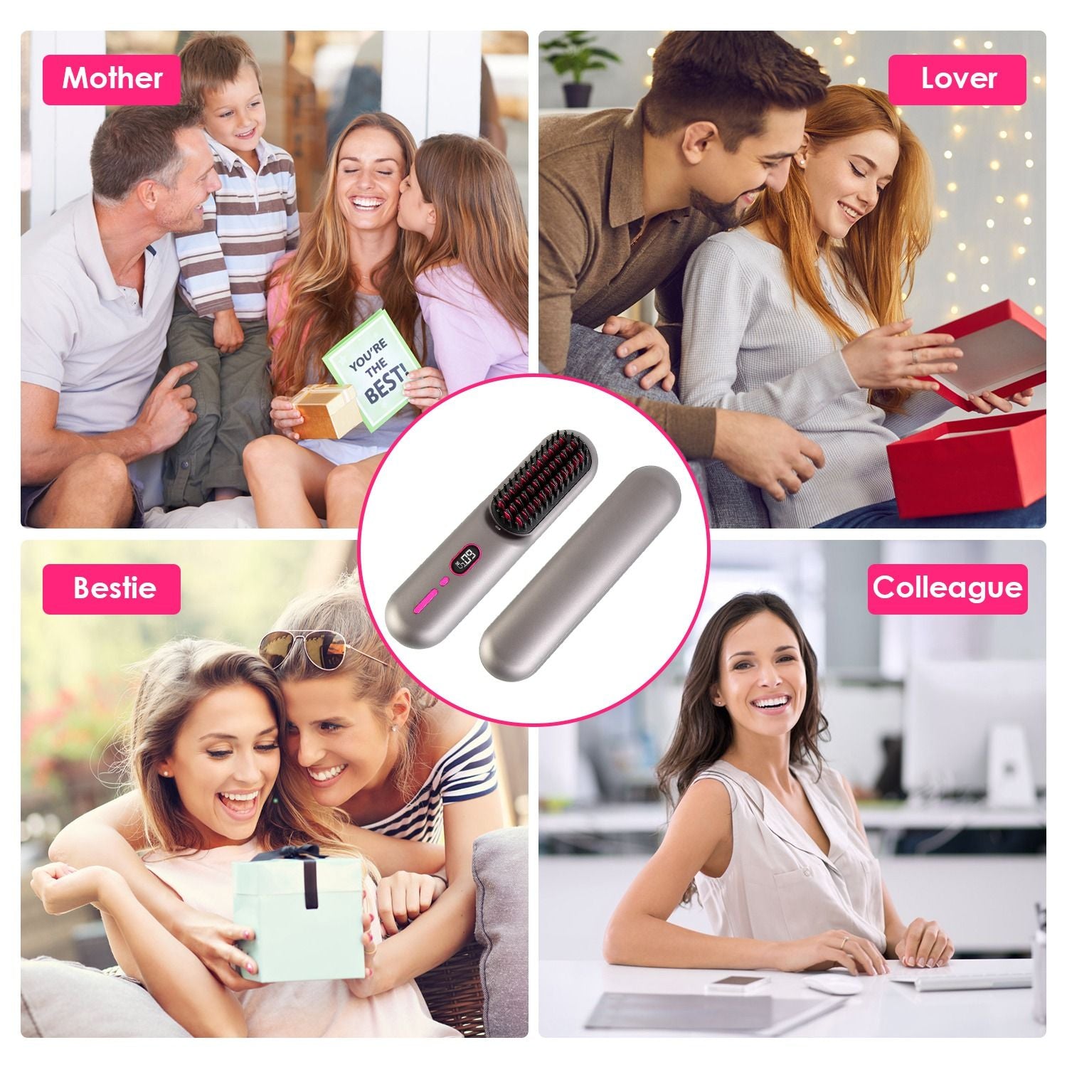 Cordless Negative Ion Hair Straightener Brush Rechargeable Mini