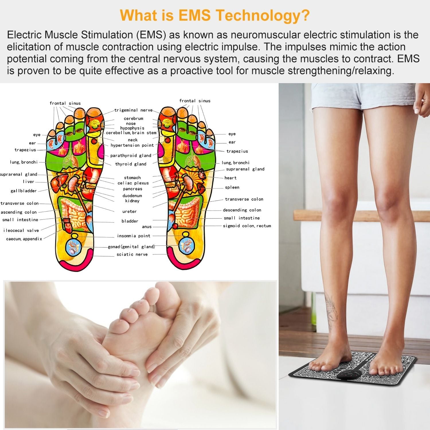 EMS Foot Massage Pad Electric Stimulator Massager Unit Leg Reshaping