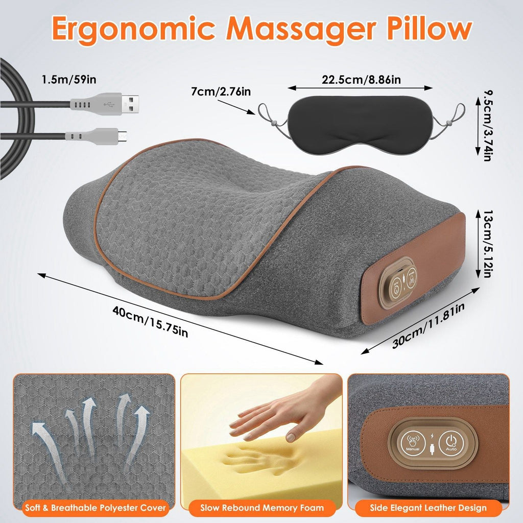 3-in-1 Neck Massager Pillow Ergonomic Massager with Heating Vibration