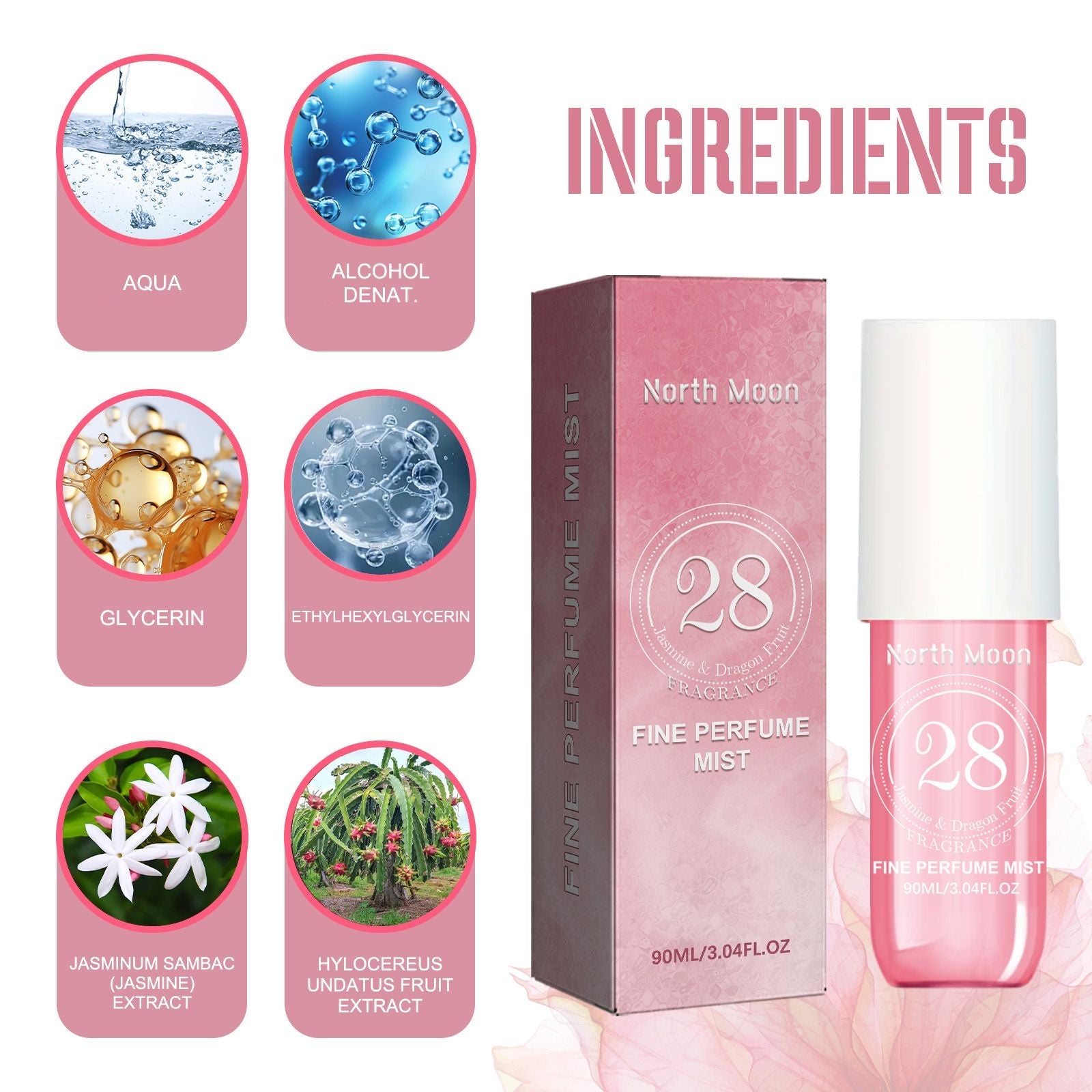 North Moon Perfume Spray Fresh Lasting Fragrance Non-Pungent Women's