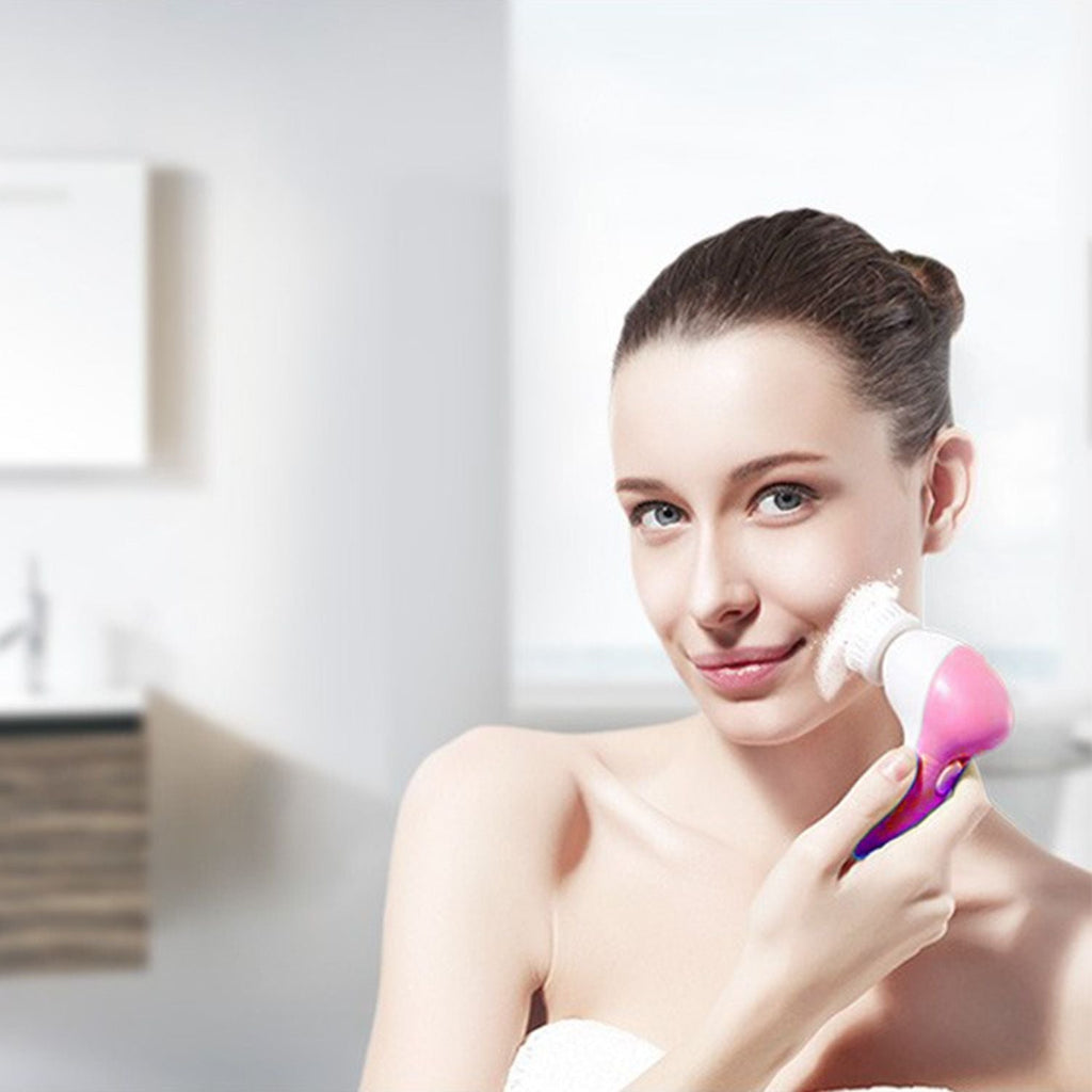 Facial Cleansing Brush Waterproof Face Spin Cleaning Brush with 5