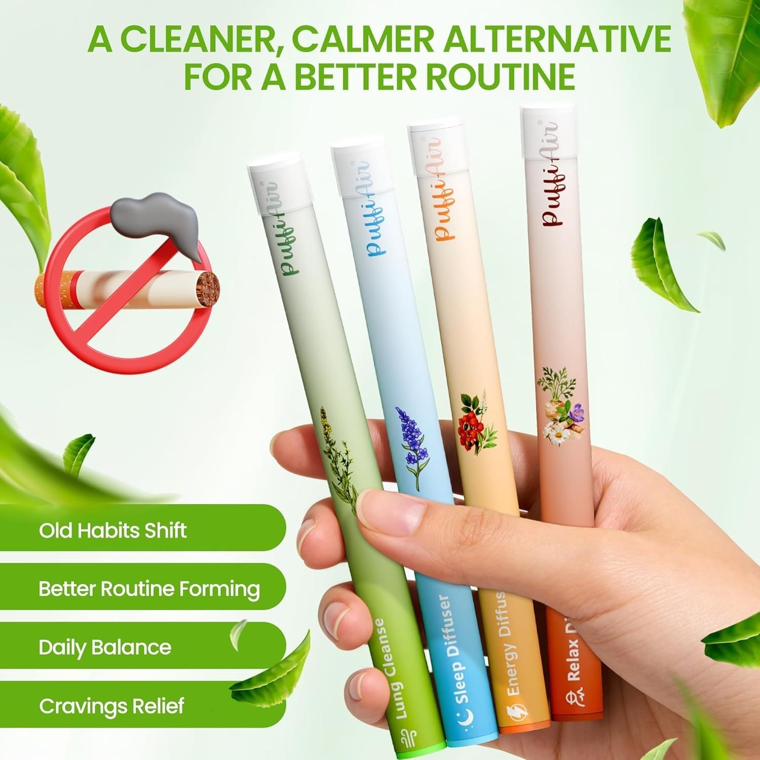 PUFFIAIR 4-Pack Herbal Diffuser Pen | Clean Botanical Aromatherapy
