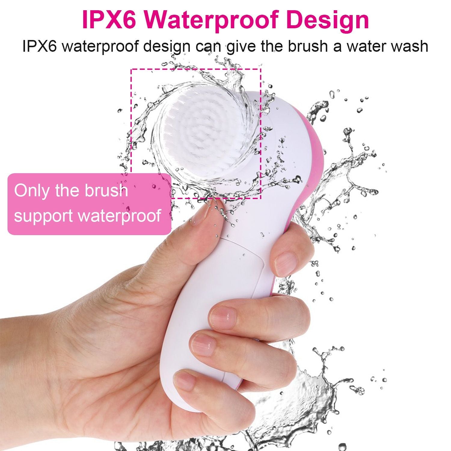 Facial Cleansing Brush Waterproof Face Spin Cleaning Brush with 5
