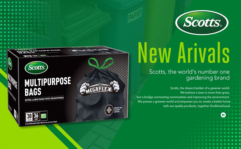 Scotts 36 Bags 30 Gallon Box Disposable Non-Rip Black Large Drawstring