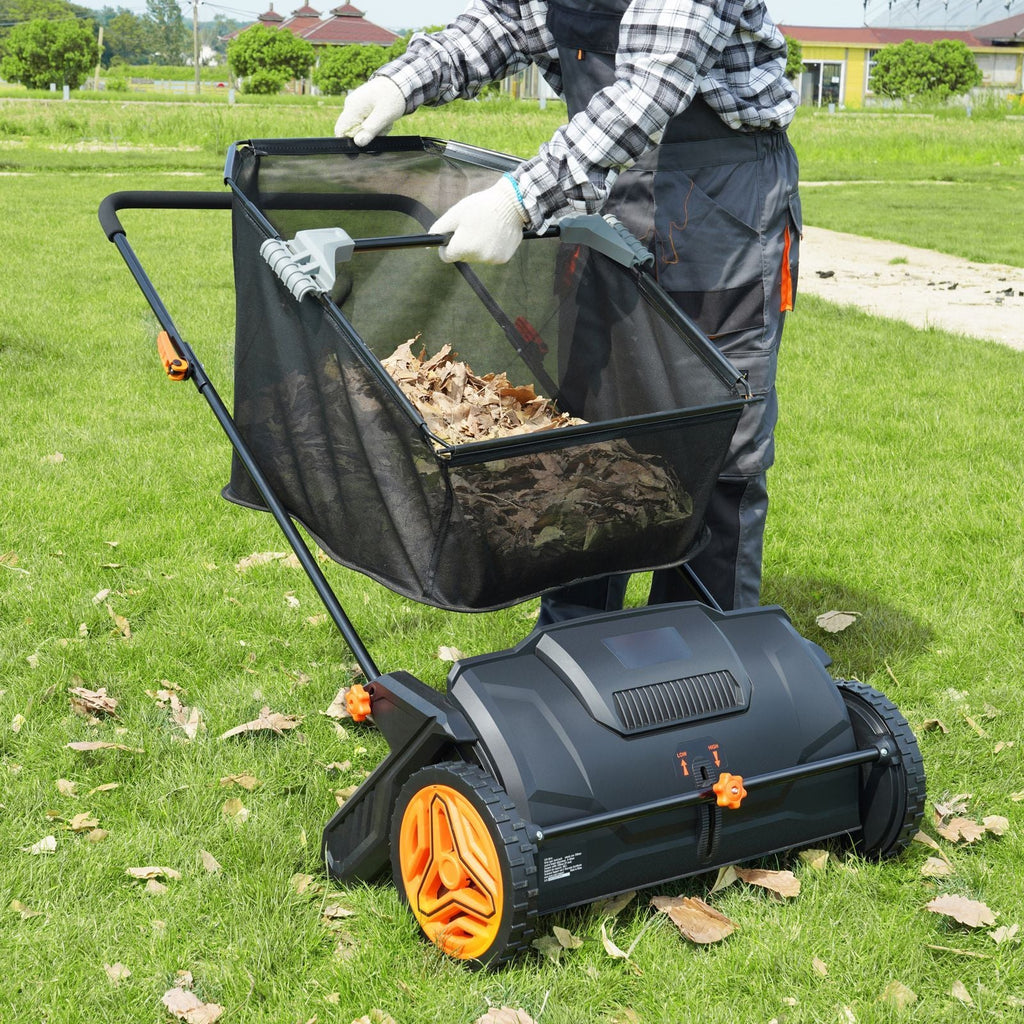 Push Lawn Sweeper, 21inch Leaf & Grass Collector, Strong Plastic
