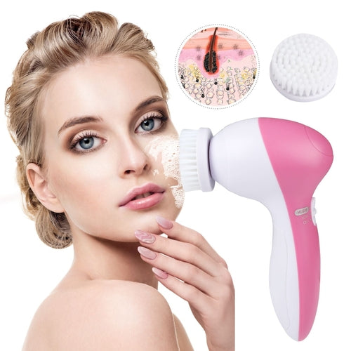 Facial Cleansing Brush Waterproof Face Spin Cleaning Brush with 5