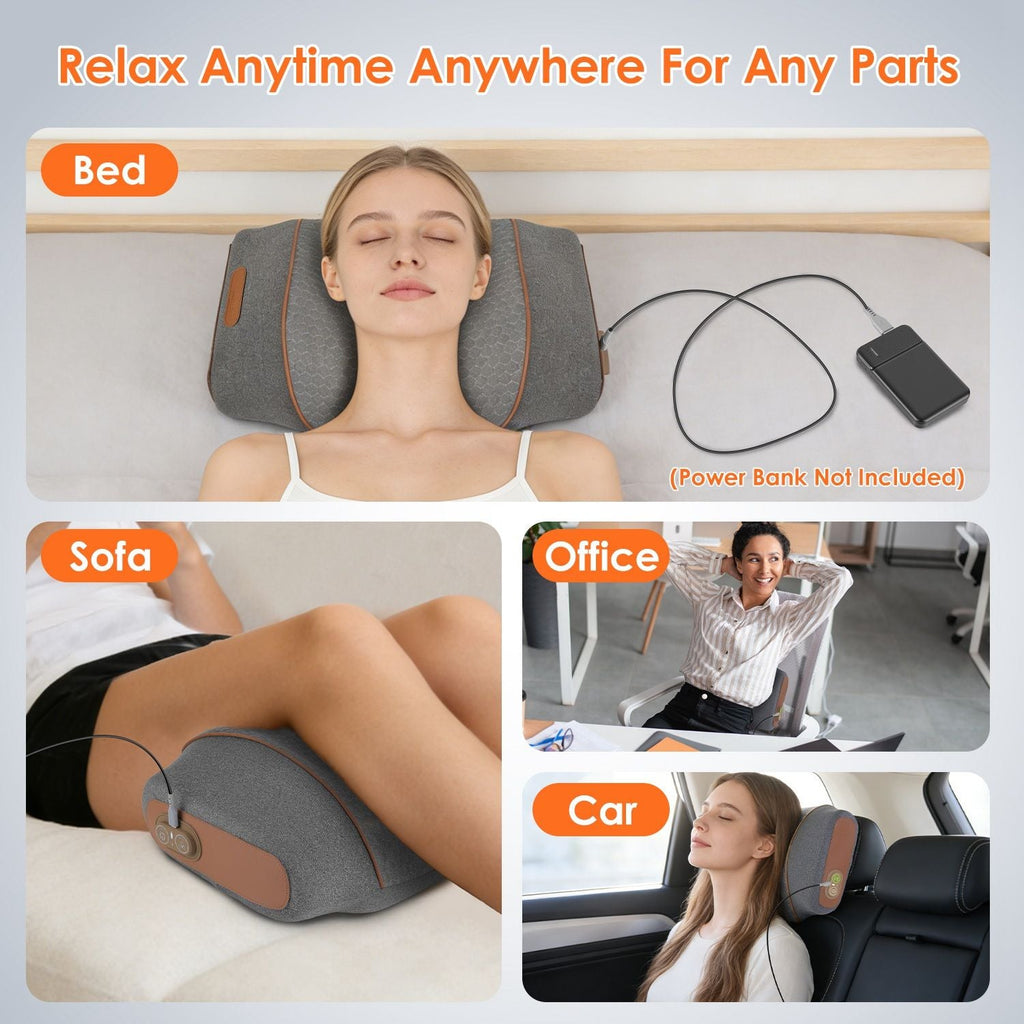 3-in-1 Neck Massager Pillow Ergonomic Massager with Heating Vibration