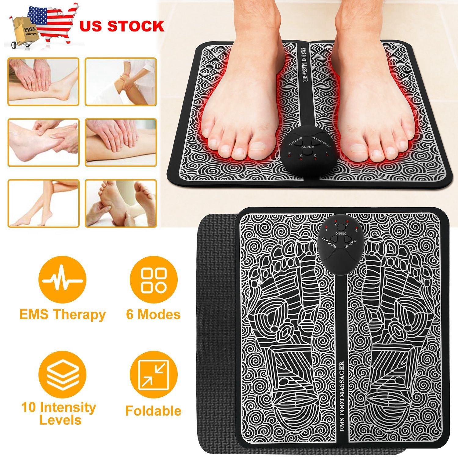 EMS Foot Massage Pad Electric Stimulator Massager Unit Leg Reshaping