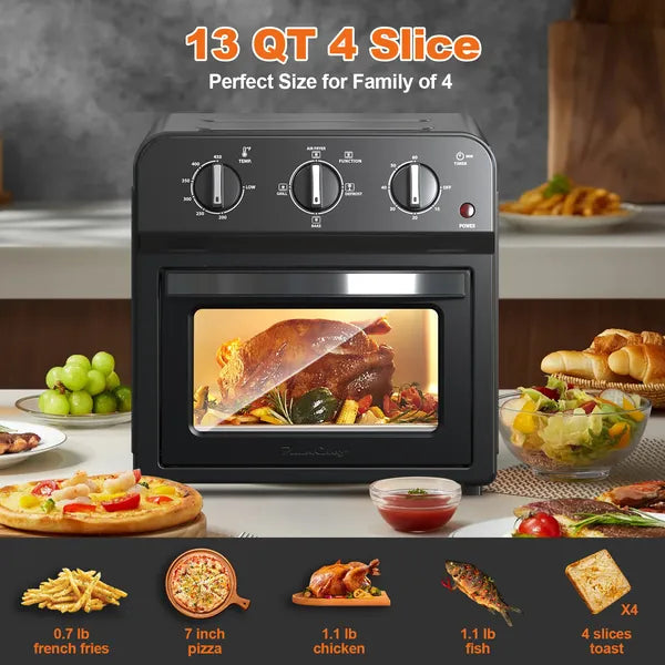 Family Size Air Fryer Toaster Oven Combo,13QT,360° Hot Air Circulation