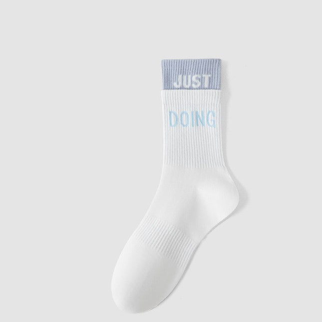 Women's Spring And Summer Yoga Socks, Sports Socks, Women's Long Stockings, Letter Printed Color Blocked Yoga Socks