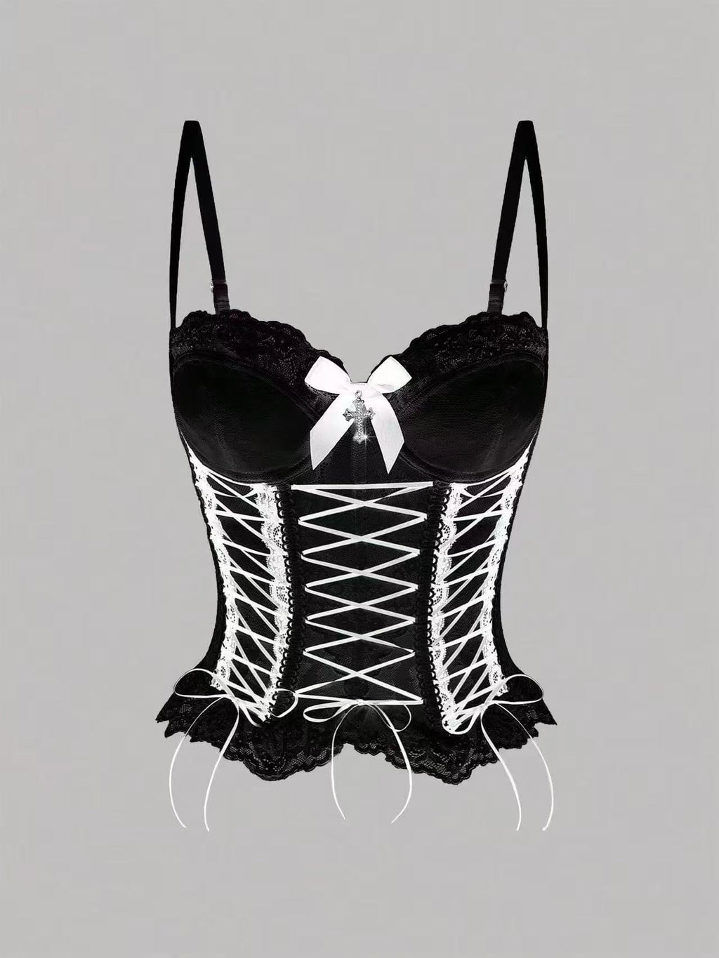 Bow-tie Cross Lace Fishbone Vest Shapewear Corset