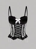 Bow-tie Cross Lace Fishbone Vest Shapewear Corset