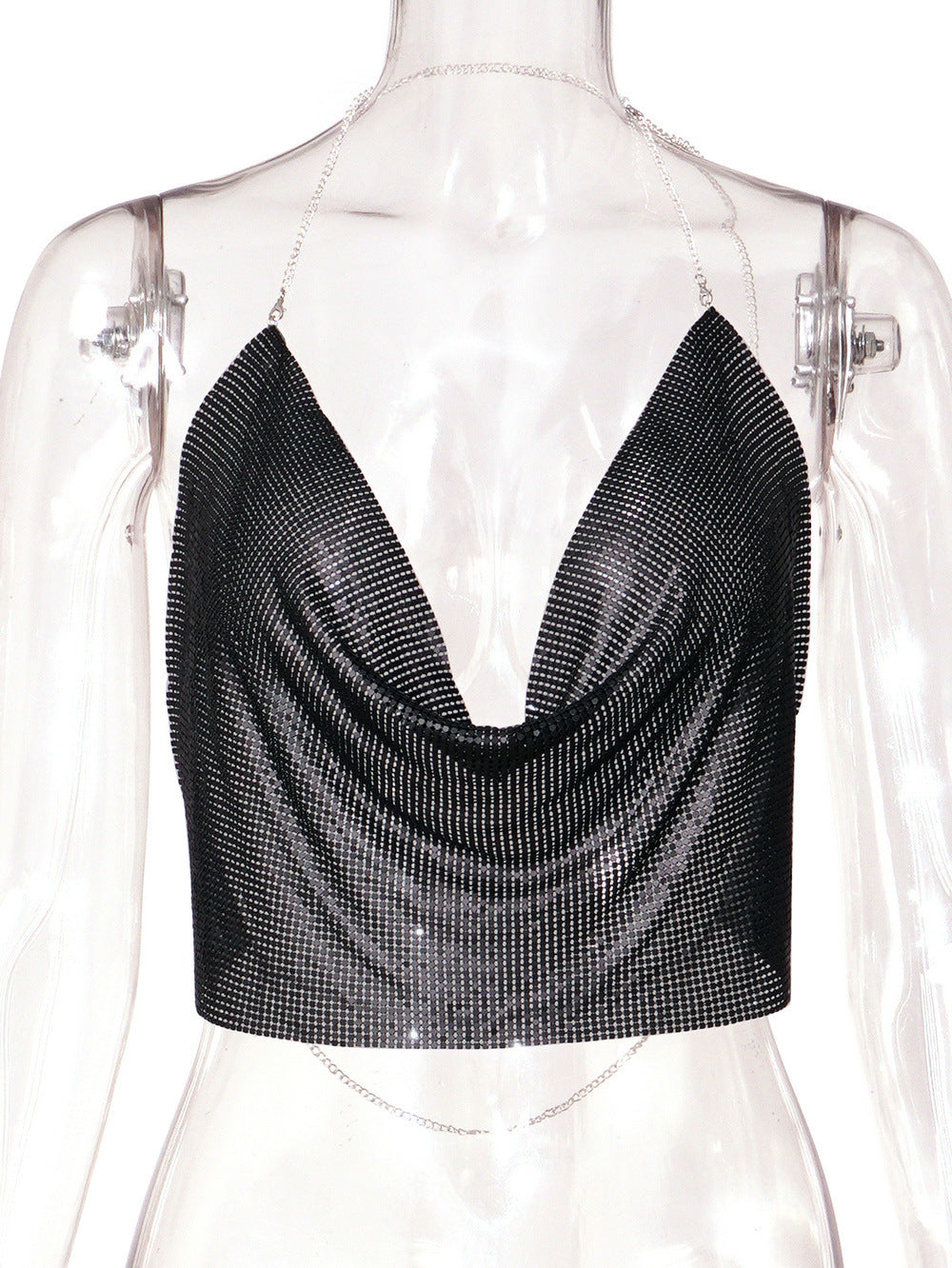 Womens Metallic Sequin Camisole Top