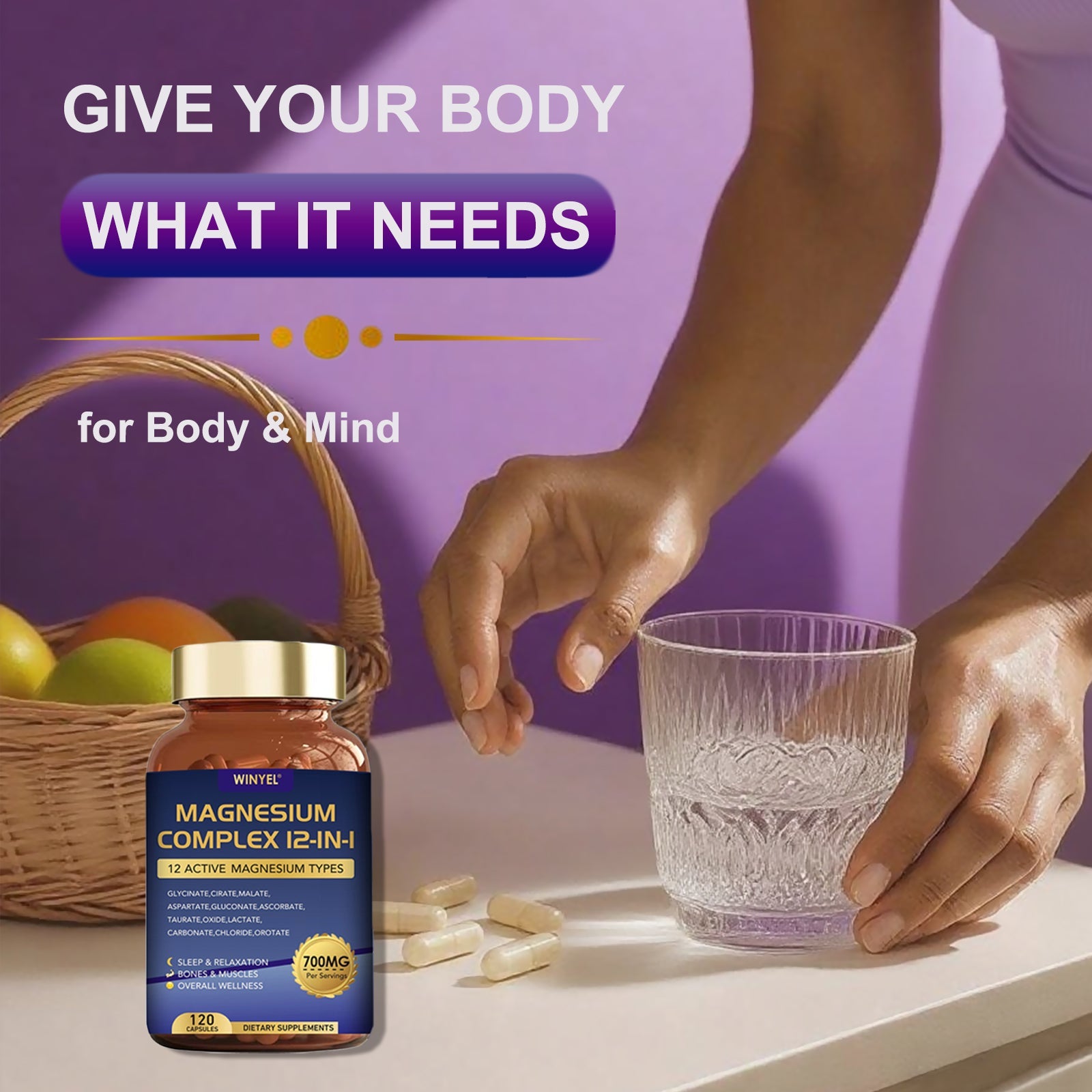 WINYEL Magnesium Complex 700mg 12 In 1 Magnesium Supplement With