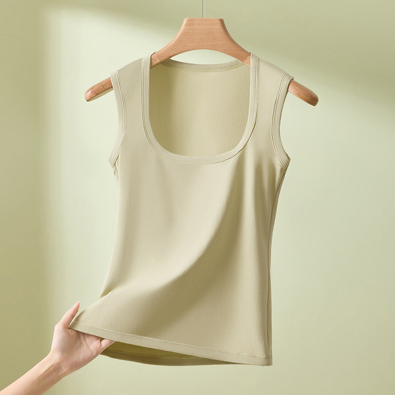 Womens Camisole Inner Layer Solid Color Square Neck Plus Size Sleeveless Base Shirt Slimming Bottoming Vest