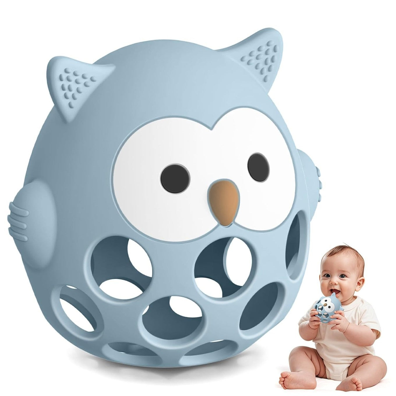 Owl Baby Teether Blue