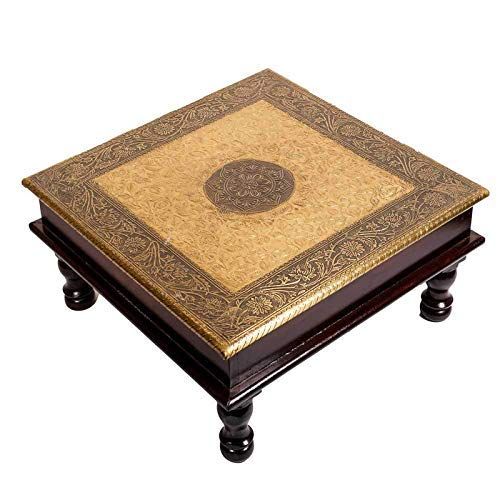Wooden Floral Painted Chowki 18x18 Inch