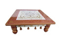 Pearl White Copper Wooden Chowki 18x18x7