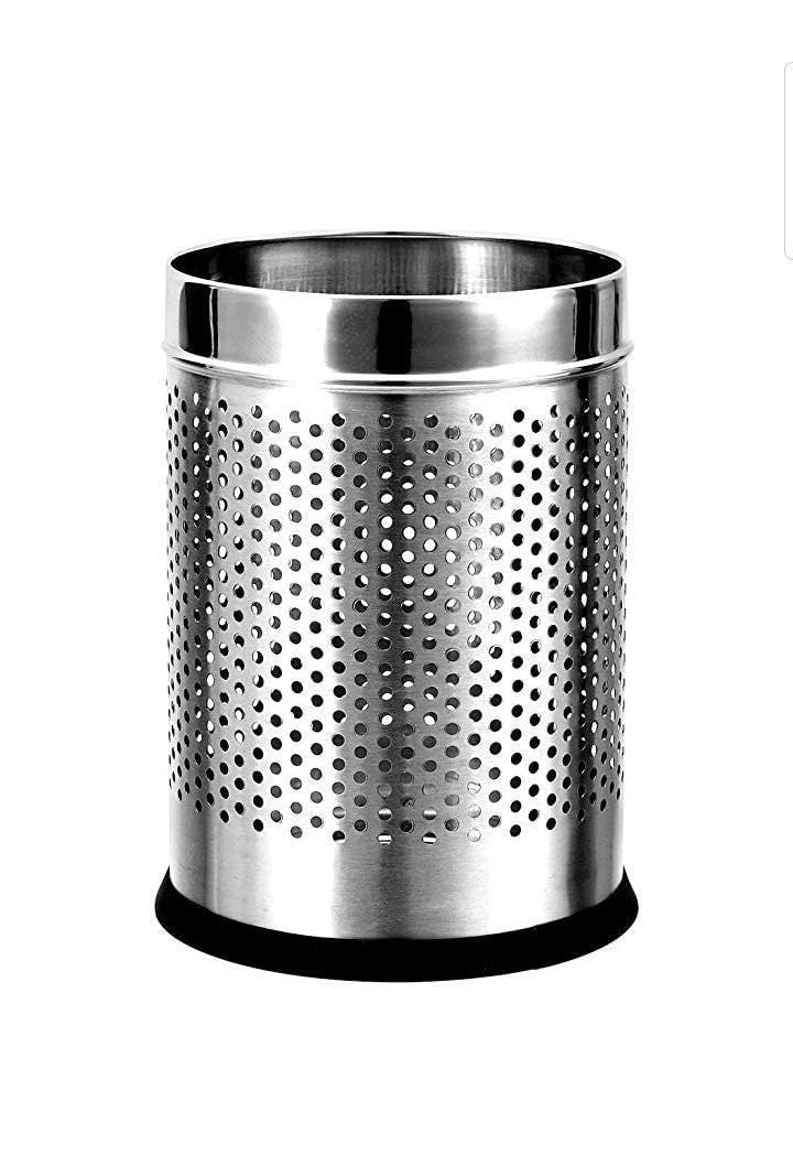 Steel Perforated Dustbin 6L Silver