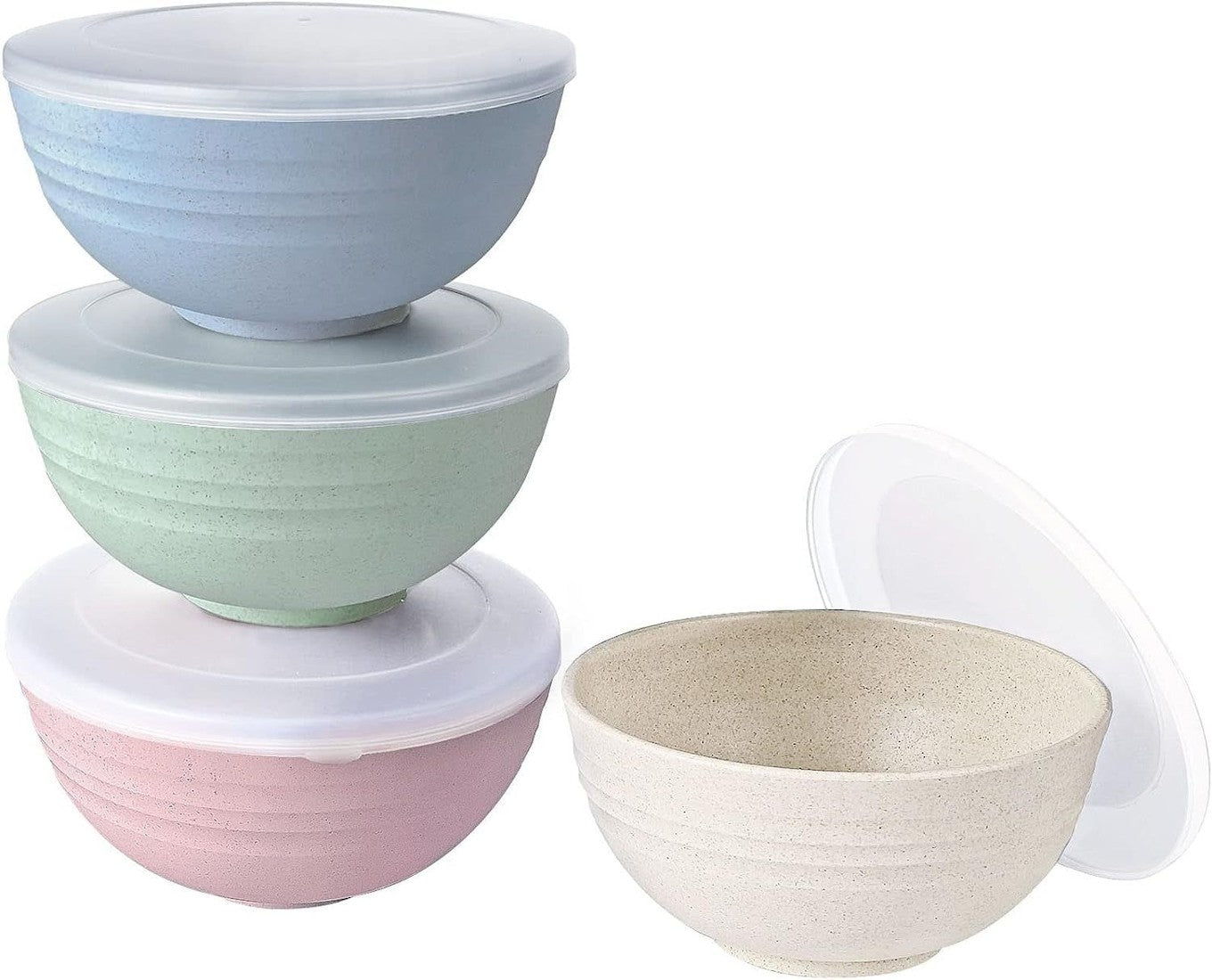 Wheat Straw Bowls Set with Lid (4Pc)