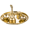 Steel Pooja Thali with 3 Bowls Set