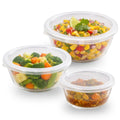 Glass Mixing Bowls with Lids Set (3Pc)