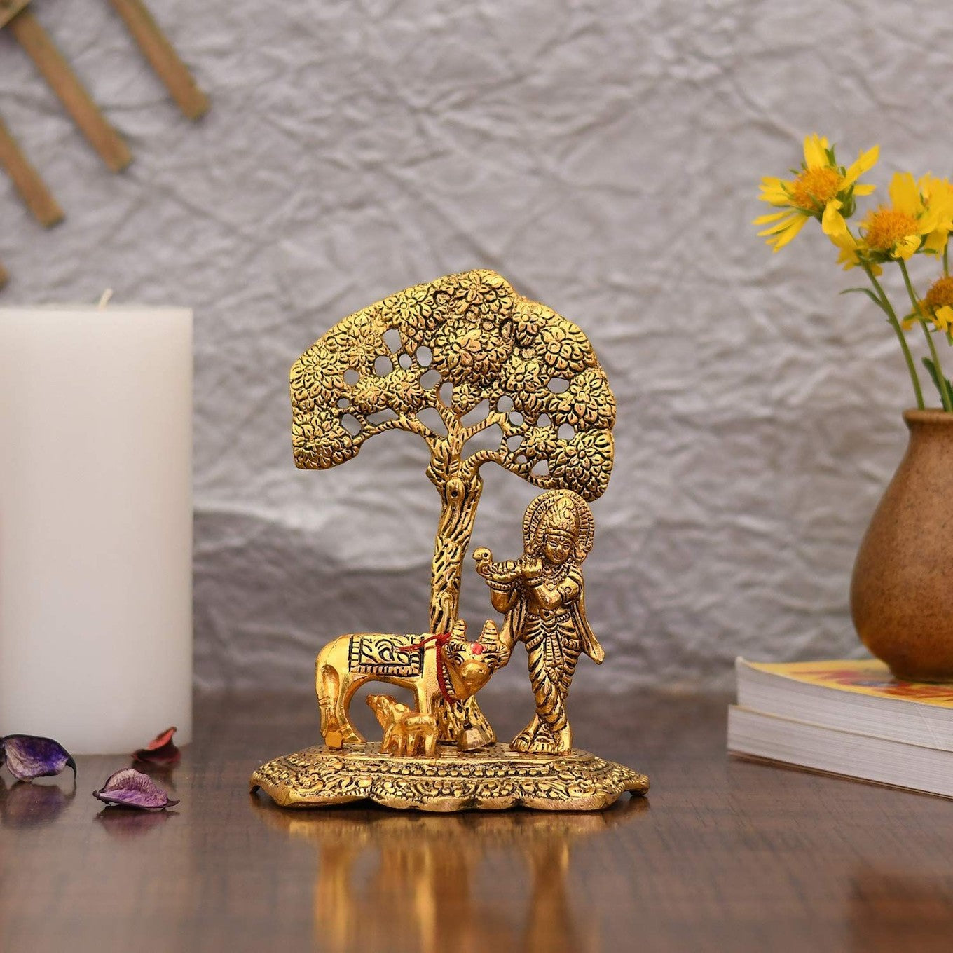 Krishna Idol with Kamdhenu Cow