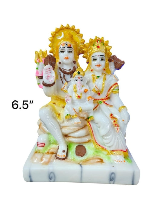6.5" Shiv Parivar Idol – Lord Shiva, Parvati & Ganesha Resin Statue