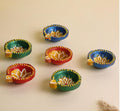 Hand-Painted Colourful Clay Diya Set of 12