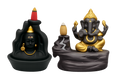 Black & Gold Incense Holders – Shivalinga and Ganesha Set