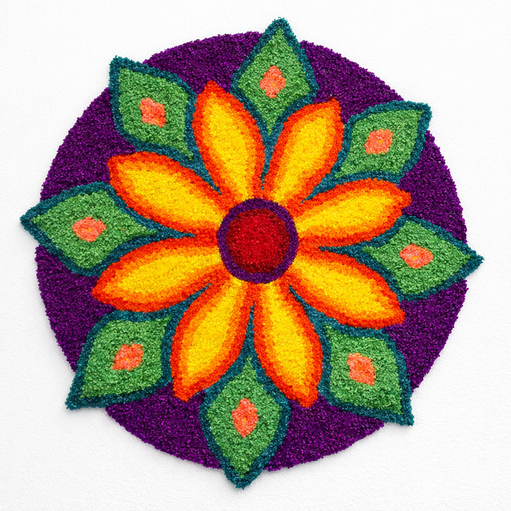 Indian Traditional Rangoli Mat Decor