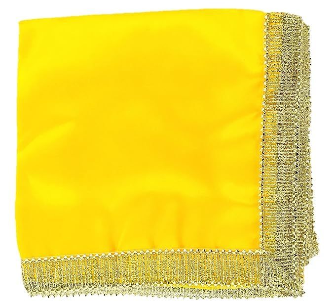 1 Meter Yellow Silk Satin Altar Cloth for God Pooja Table, Goddess