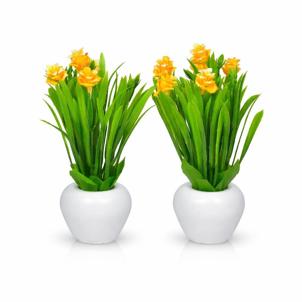 Yellow Artificial Flower Plants Set of 2