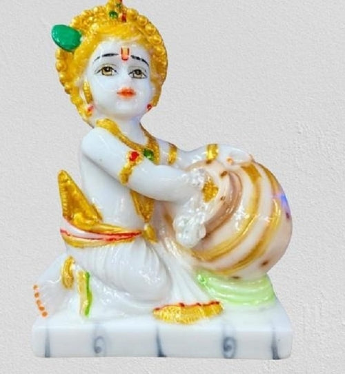 Bal Krishna Idol with Butter Pot – Resin Statue of Laddu Gopal for